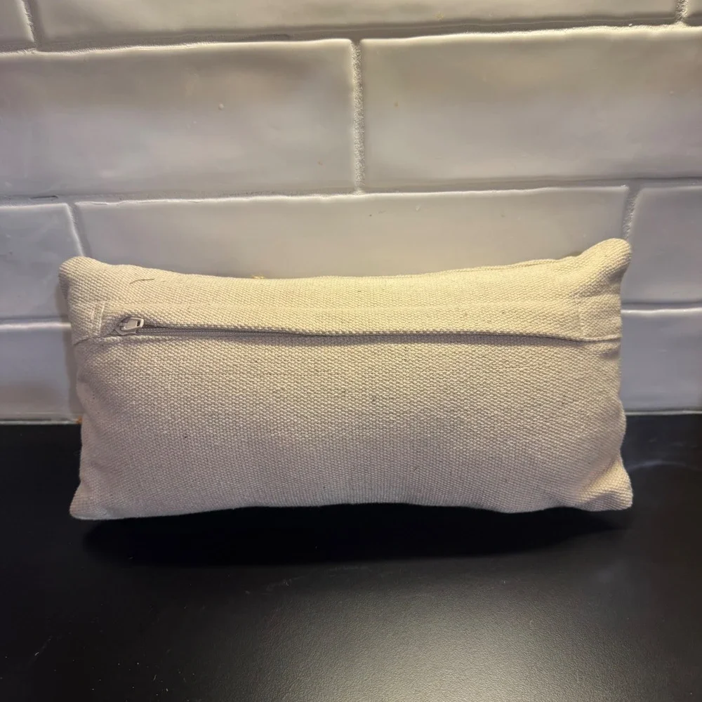 Punch Needle Pumpkin Truck Decorative Pillow Small Grey Orange Farmhouse Fall